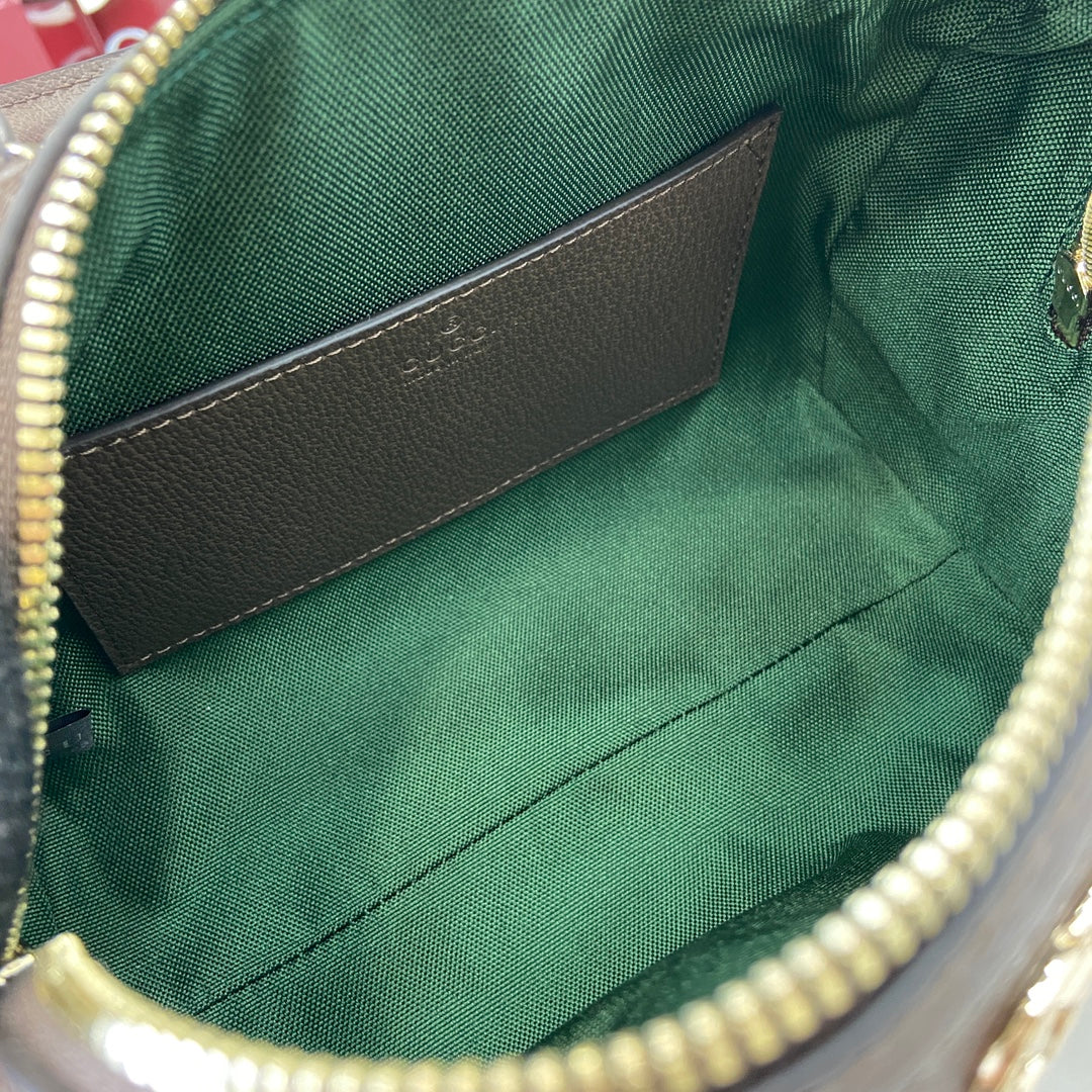 GG Ophidia Bag 21cm Lona cuero 339625