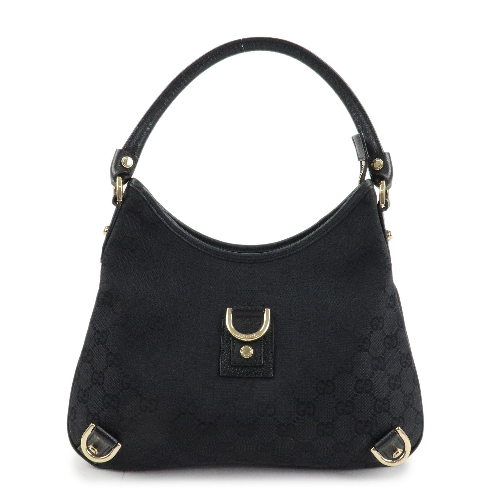 Gucci Abbey GG Lona Cuero Bolso de hombro Negro 130738