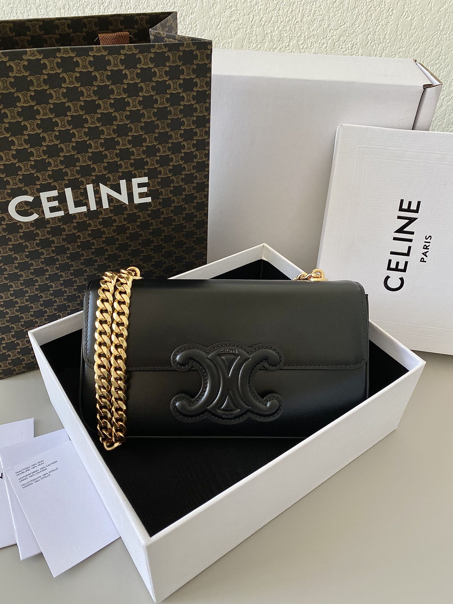 20 Cadena EMBOSSED ARMPIT BAG Negro Piel de becerro