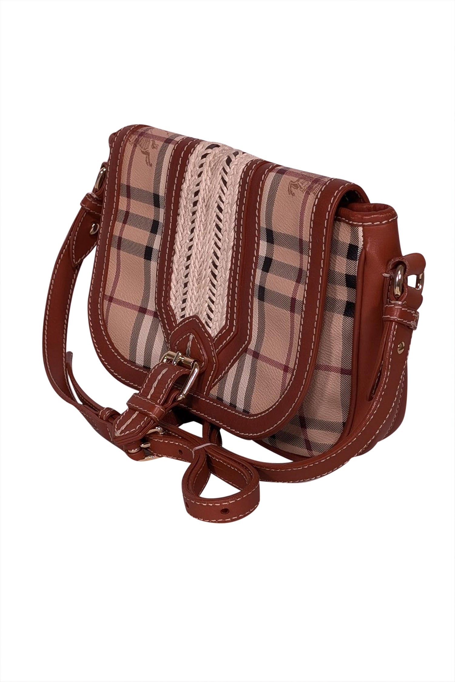 Burberry – Tan Cuero and Signature Plaid Bolso bandolera