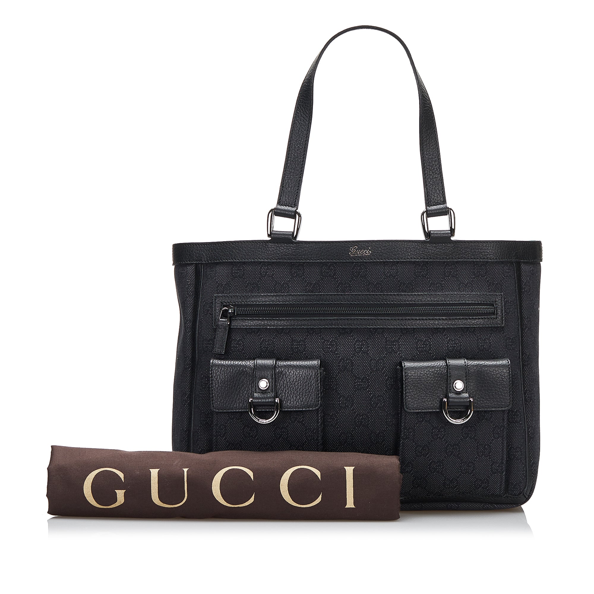 Gucci Abbey D-ring Bolso tote Lona GG Negro