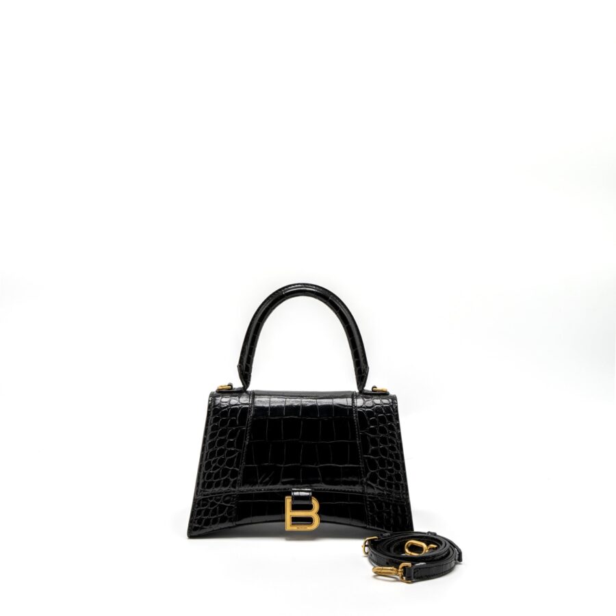 Balenciaga Hourglass black bag – front view