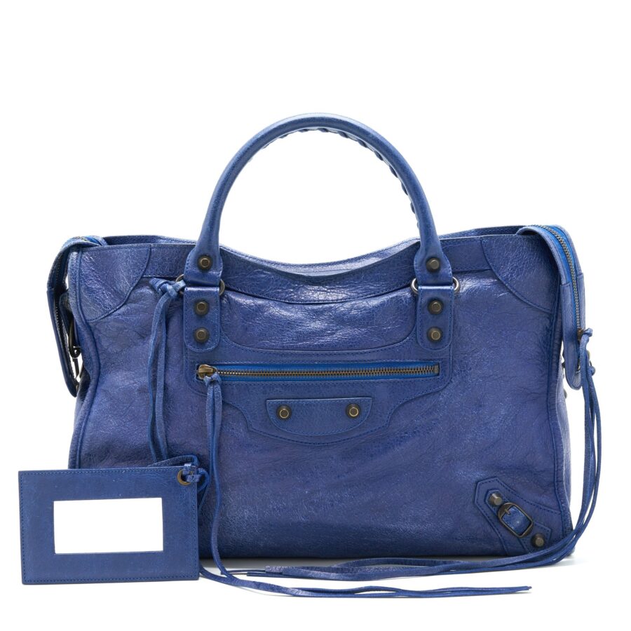 Balenciaga City blue bag – front view