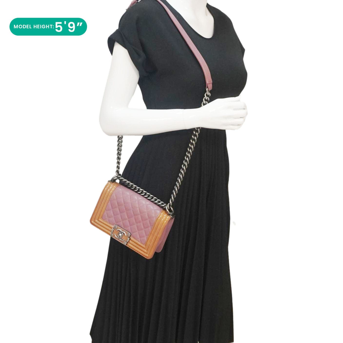 Chanel Duo Boy Flap Small Goatskin Leather Crossbody Bag Rosa