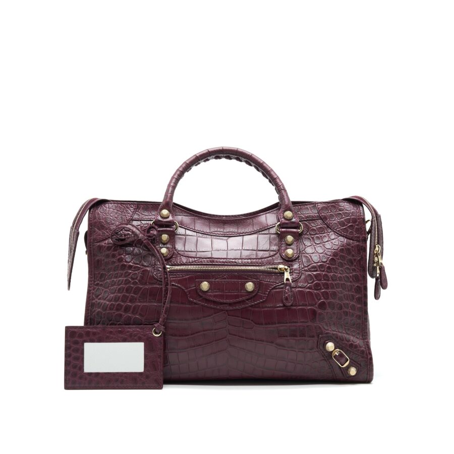Balenciaga City burgundy bag – front view