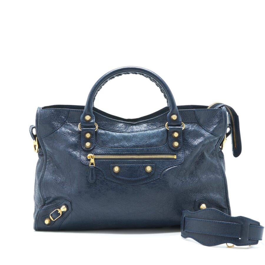 Balenciaga City navy bag – front view