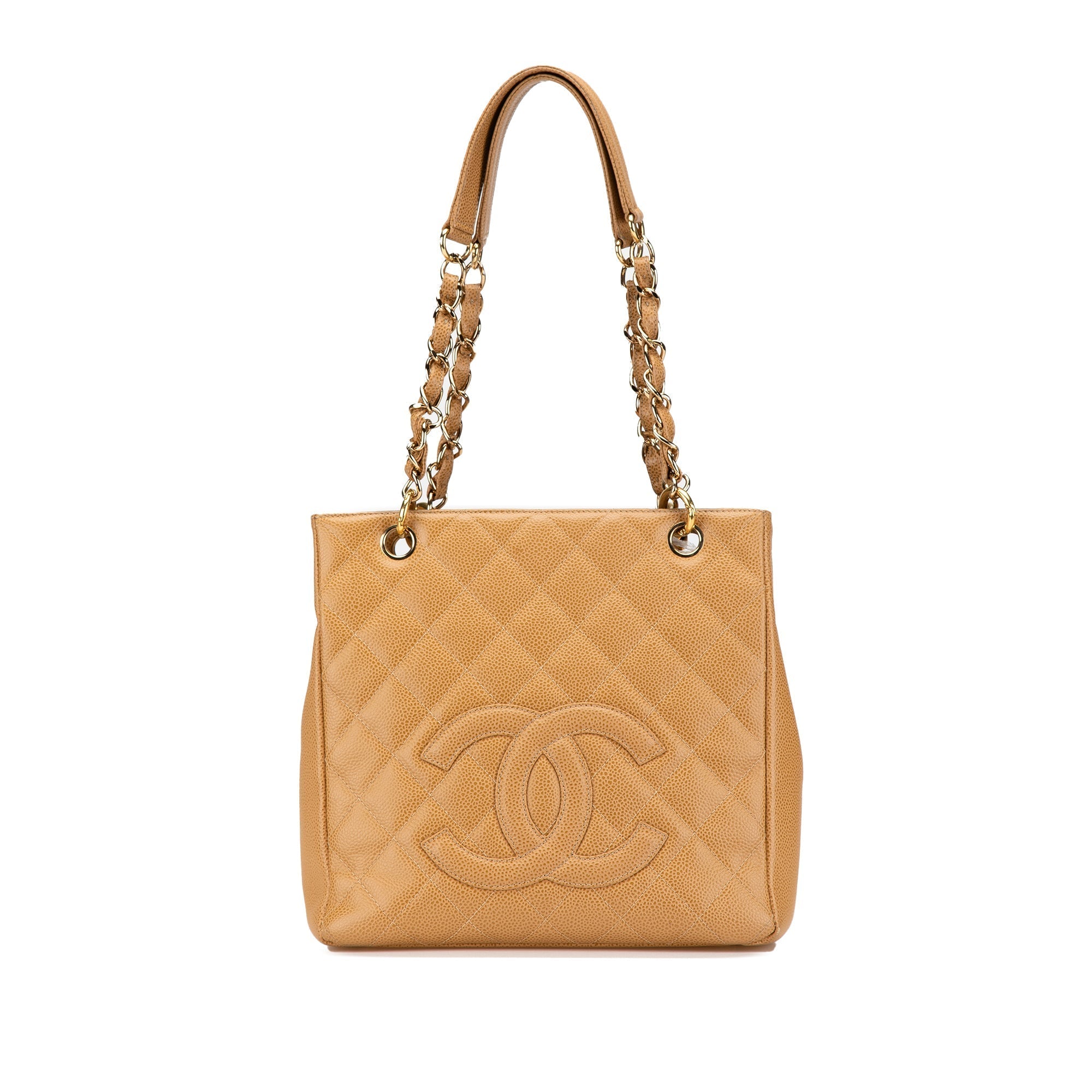 Bolso tote Tan Chanel Caviar Petite Shopping