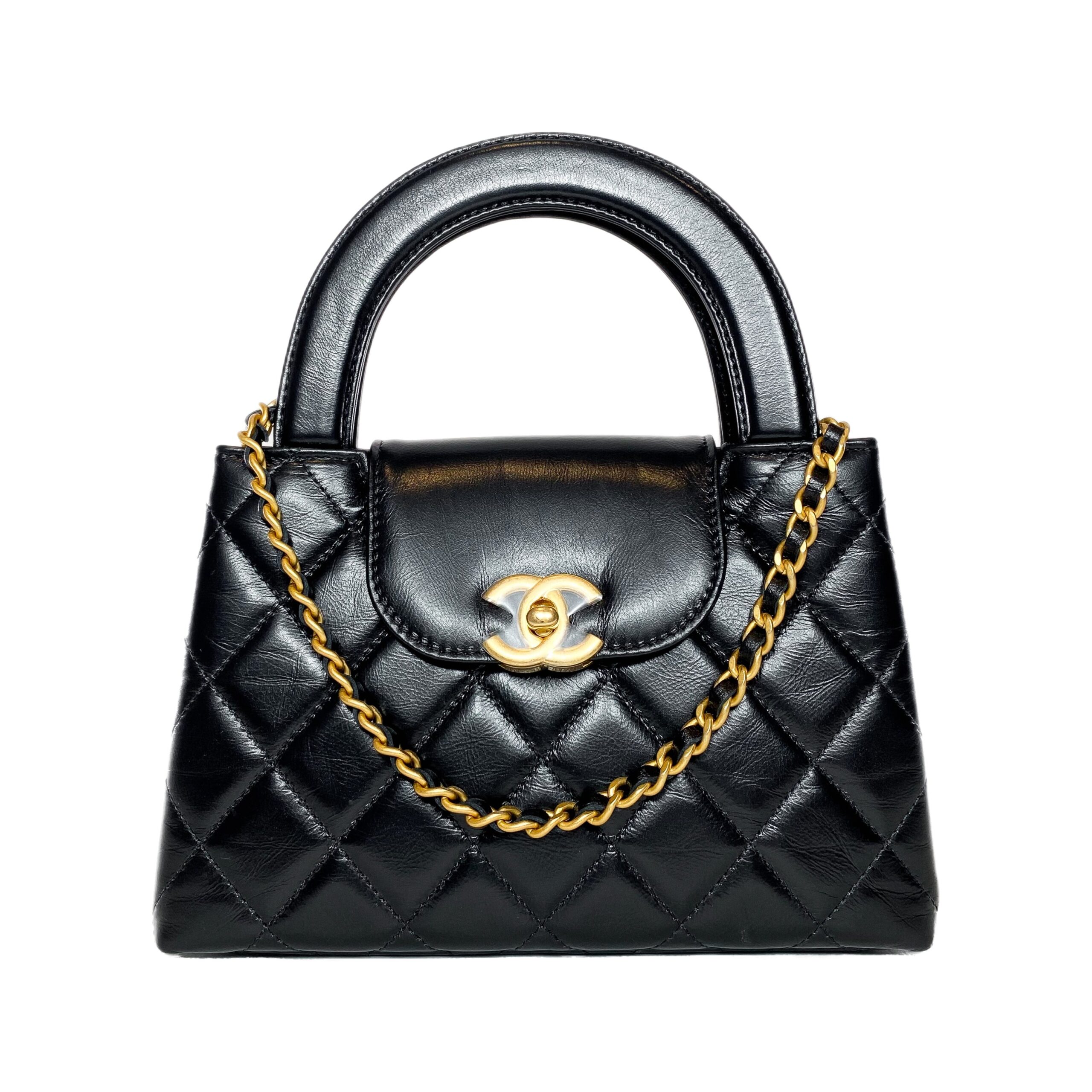 Bolso con asa superior Chanel Nano Kelly negro