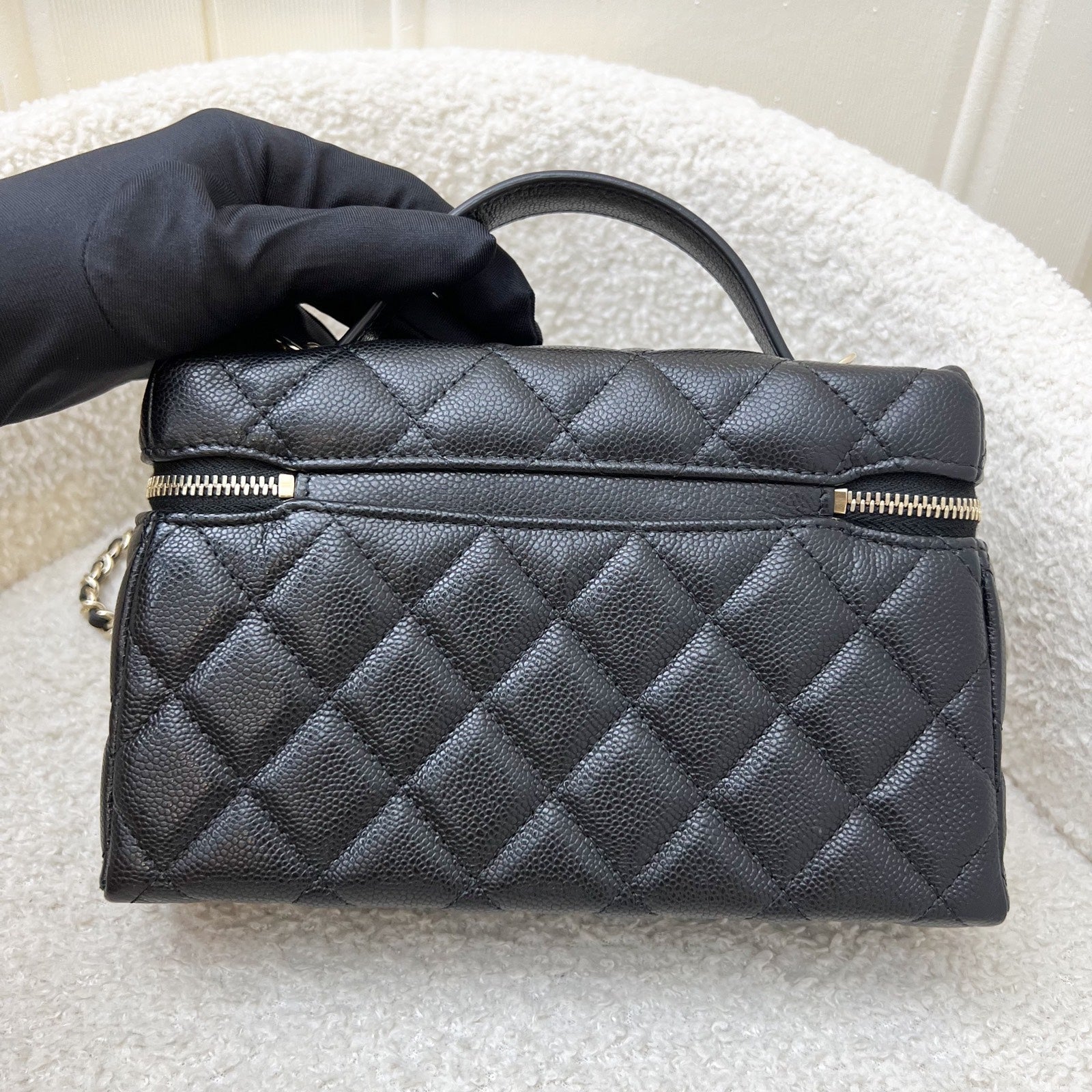 [New Local Jan ] Chanel 25C Vanity / Bolso de fiesta con Cadena (LP Style Bag) in Negro Caviar and LGHW