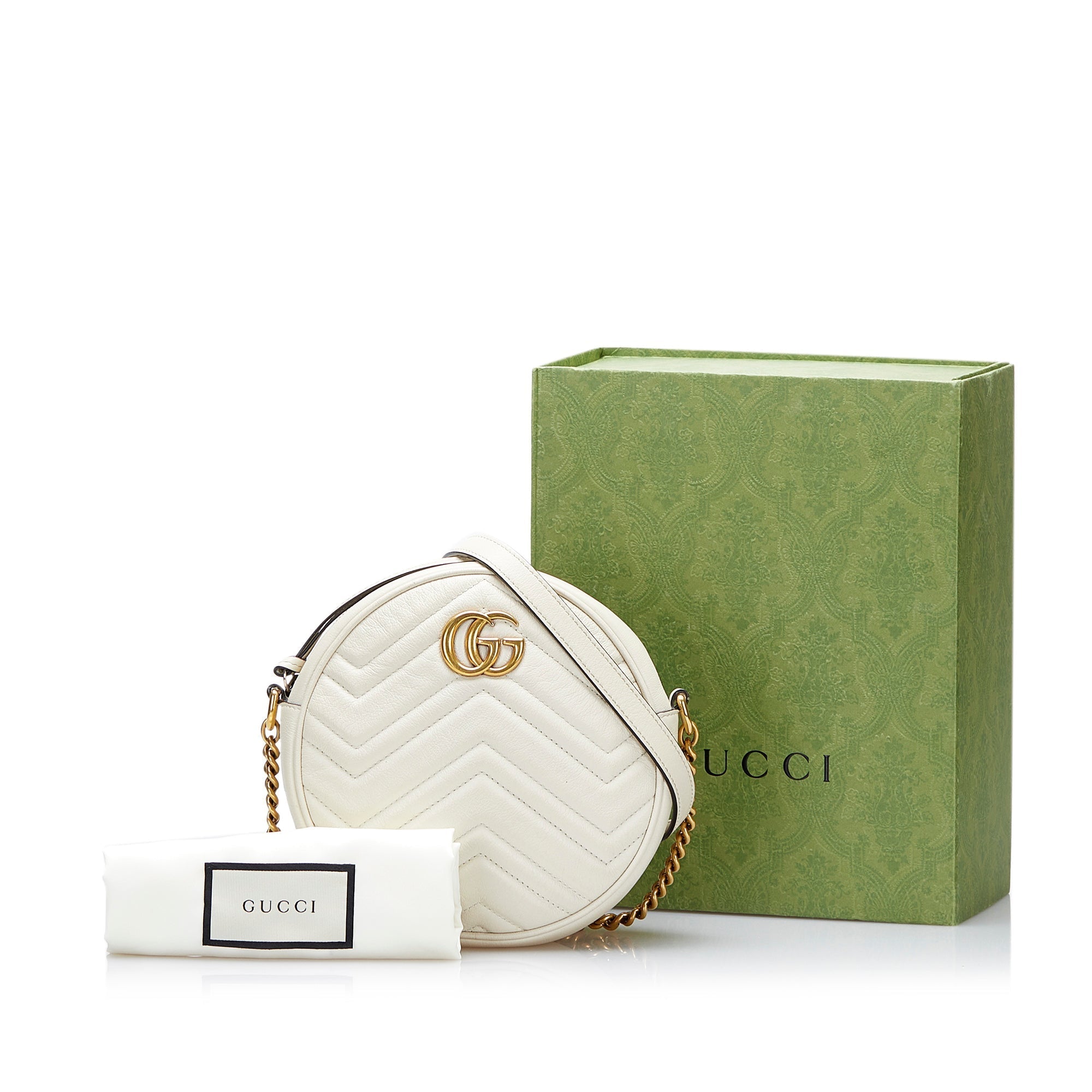 REBAJAS Gucci GG Marmont Redondo Blanco Matelassé