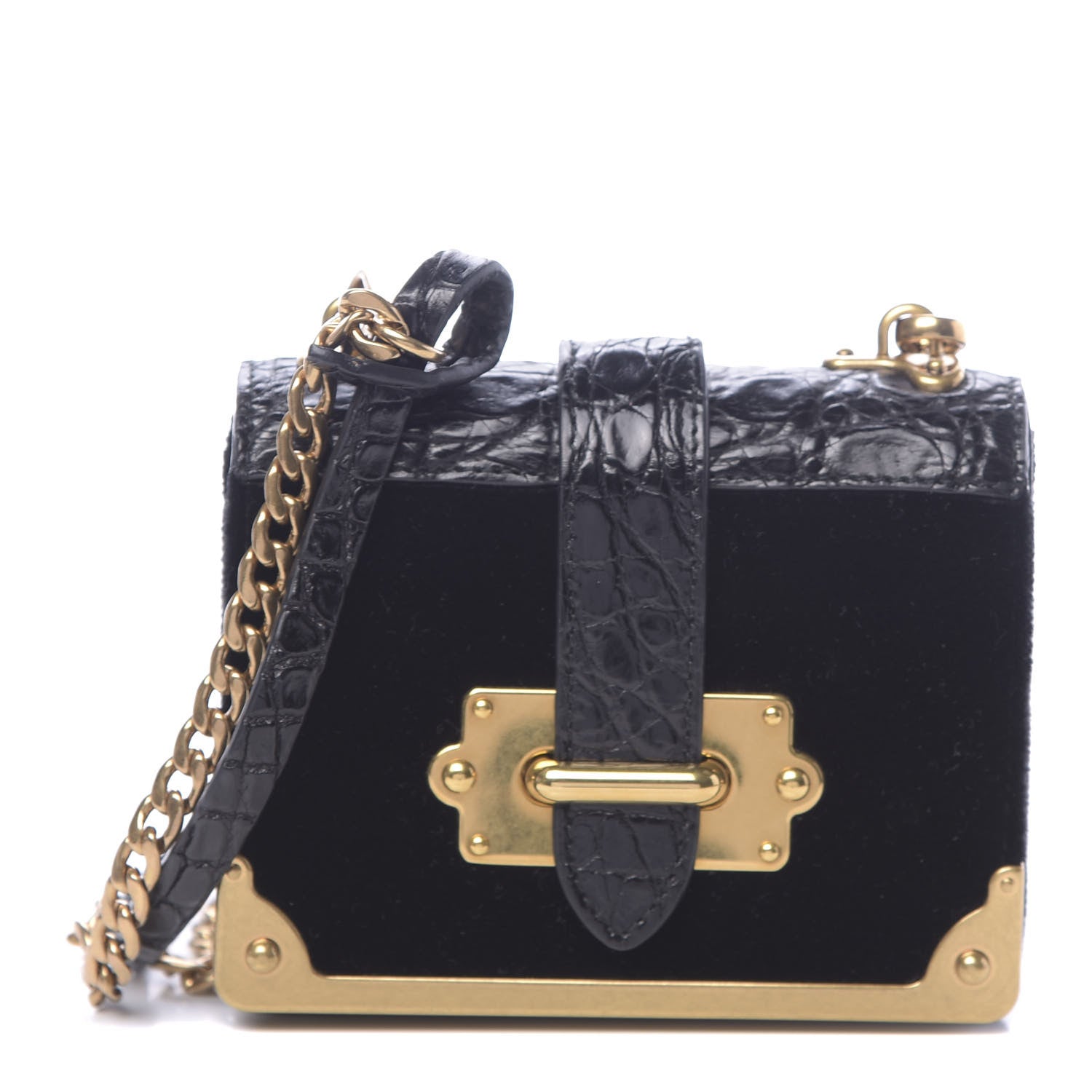 Bolso cruzado Micro Prada Cahier de Terciopelo y Cuero