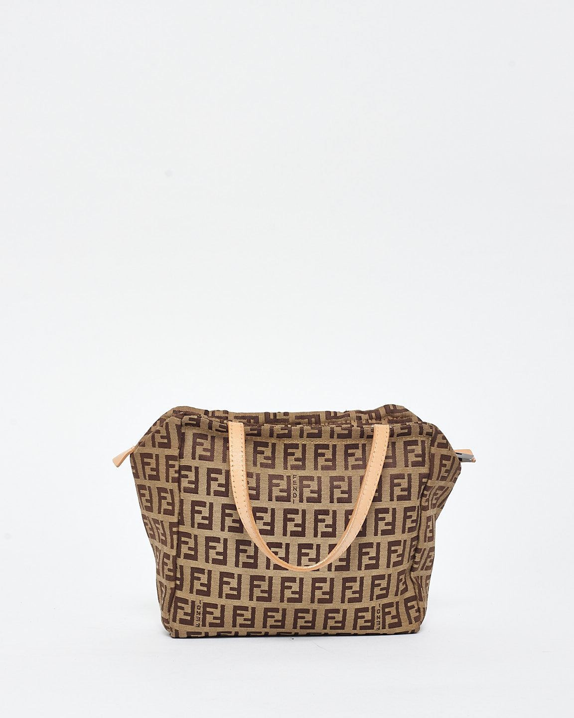 Fendi Bolso mini tote de Lona Zucchino Marrón con Logo