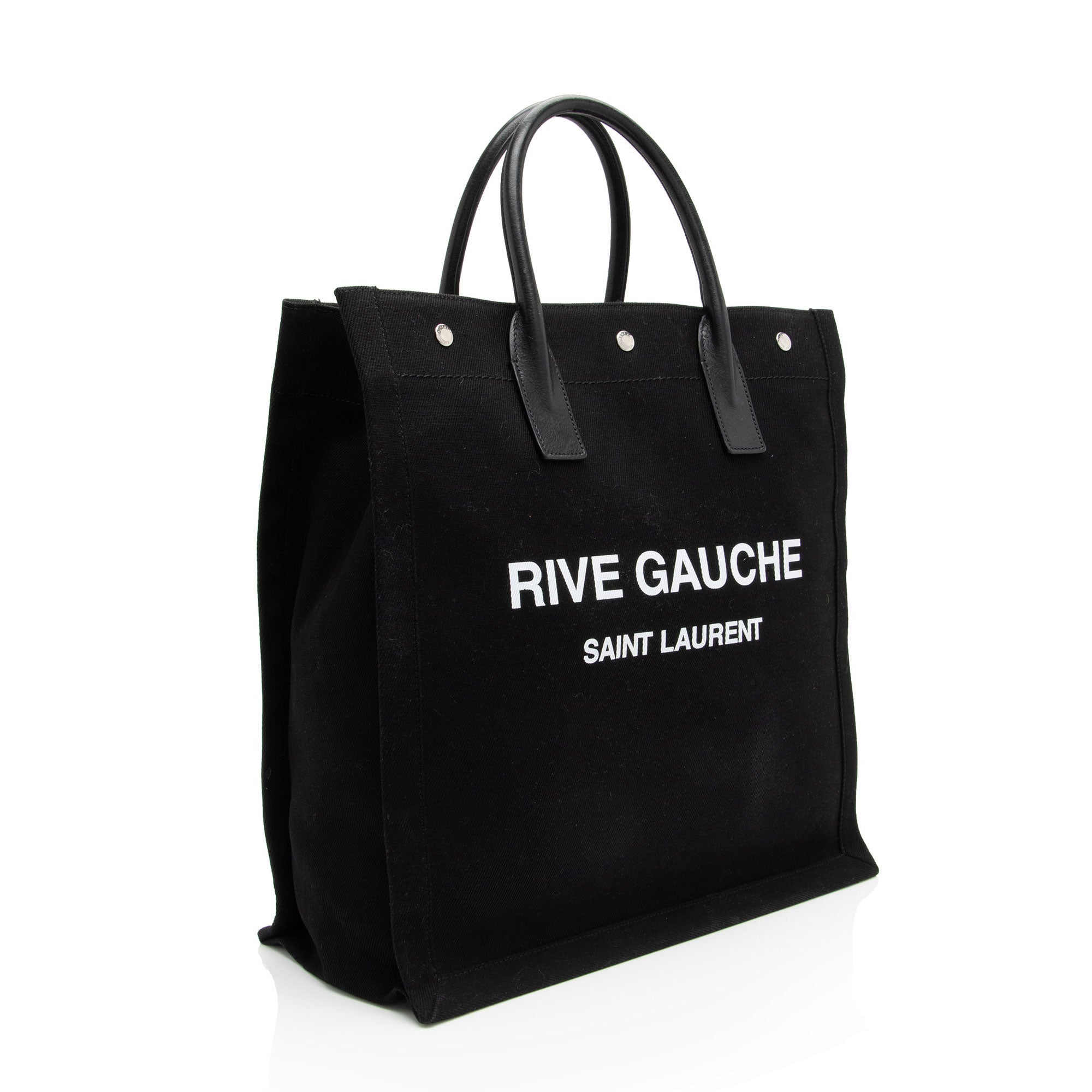 Saint Laurent Bolso tote Rive Gauche N/S de lino y piel de becerro