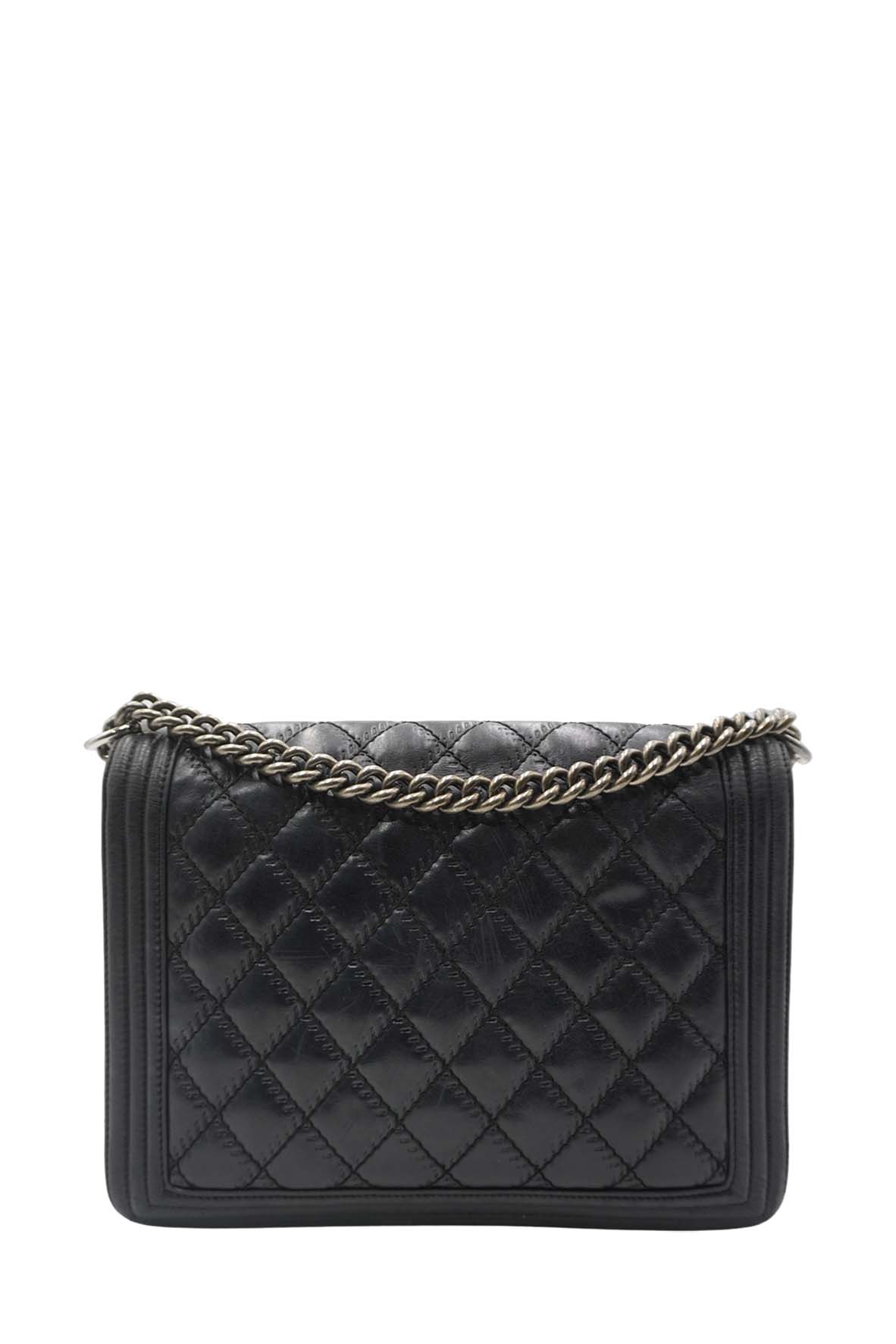 Grande Classic Acolchado Boy Herrajes de plata Negro
