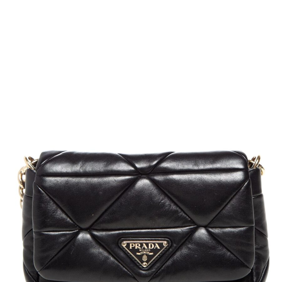 Prada Black System Nappa Quilted Flap Cross-Body | Studio Nafay