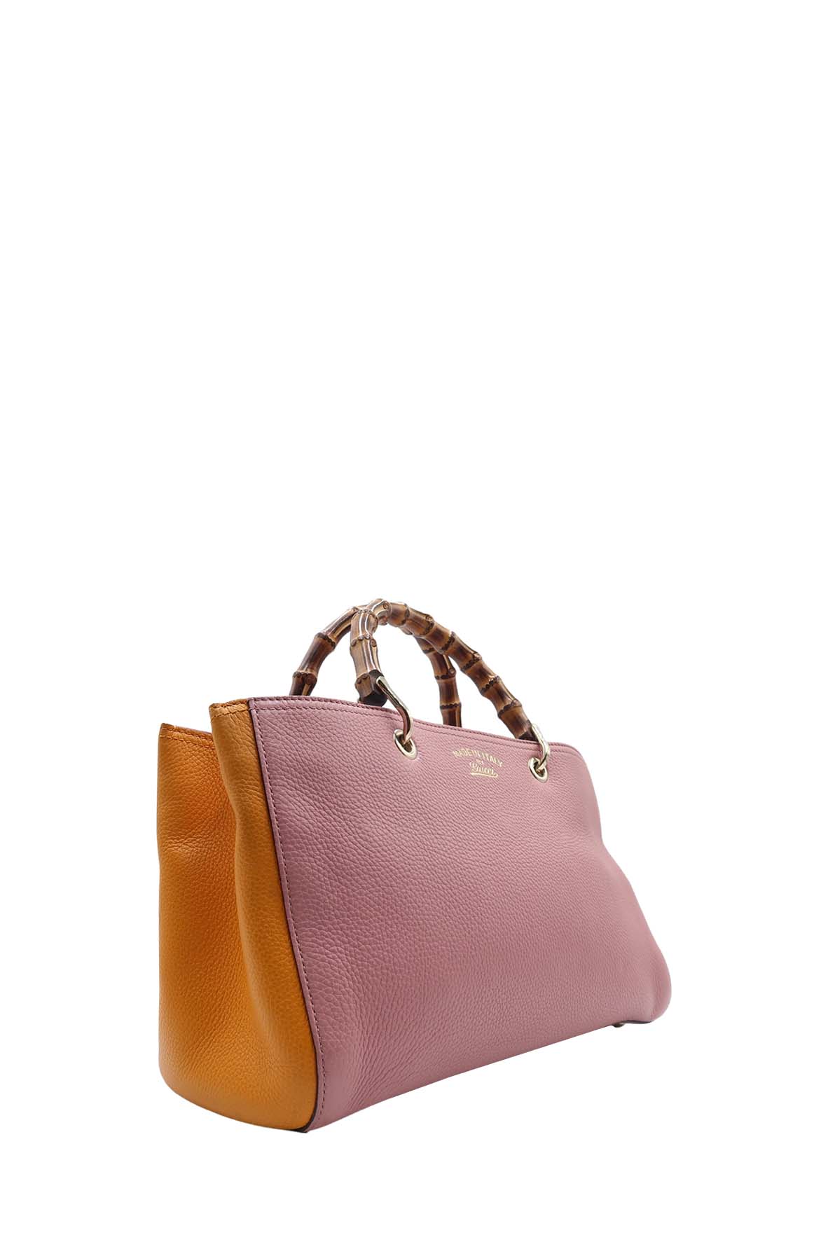Bolso shopper de bambú mediano Rosa, Naranja