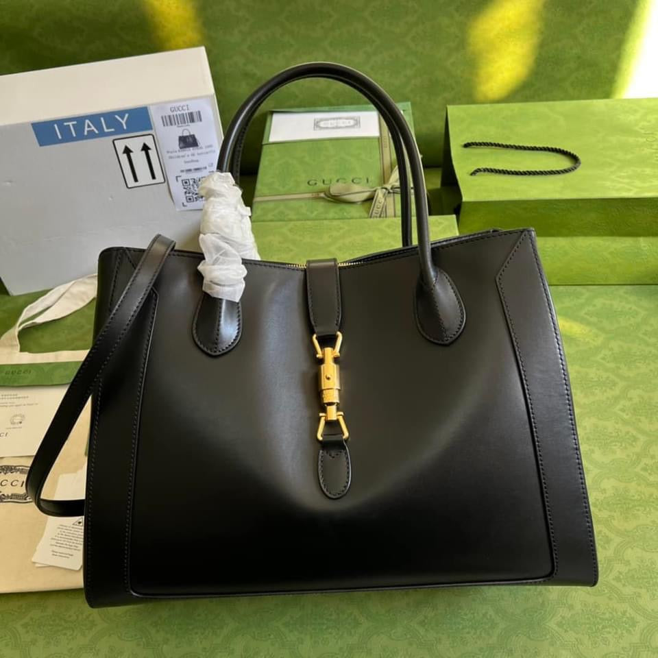 Gucci Jackie Bolso tote de Lona y Cuero Style 4