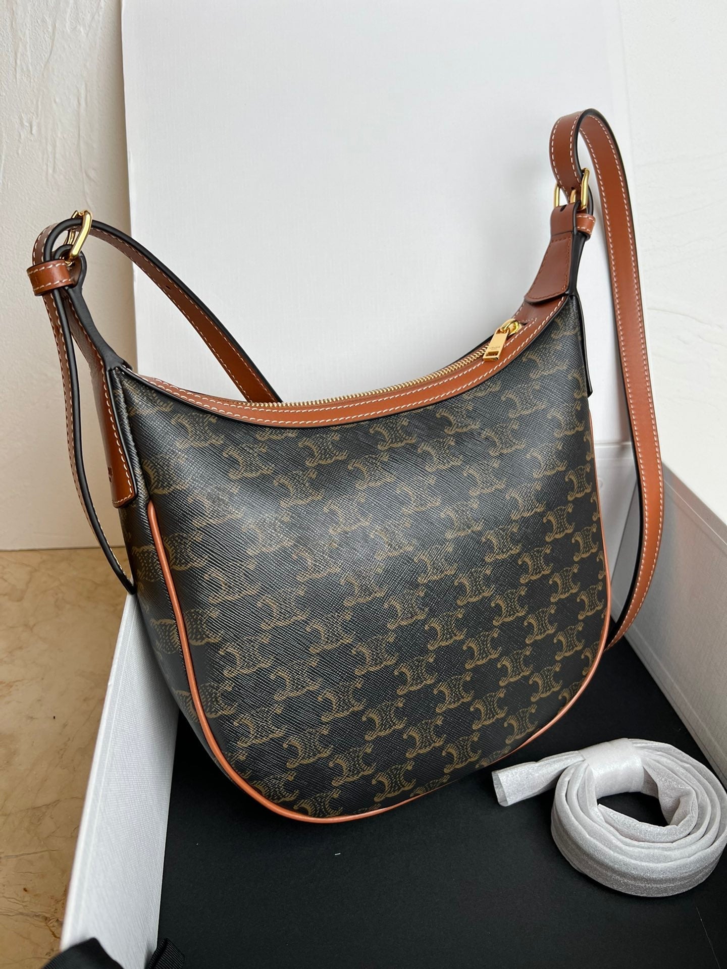 small heloise 23cm cuir triomphe lona revestida marrón piel de becerro