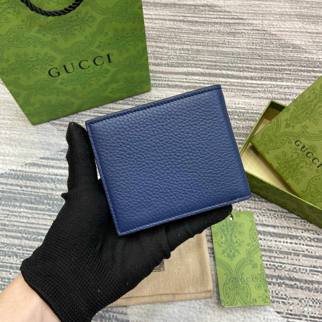 BIFOLD Cartera 11 IN CLASSIC Azul Piel de becerro