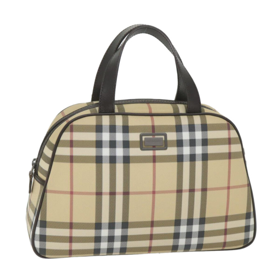 Burberry Nova Check Hand Bag PVC Leather Beige Auth ki3649 | Studio Nafay