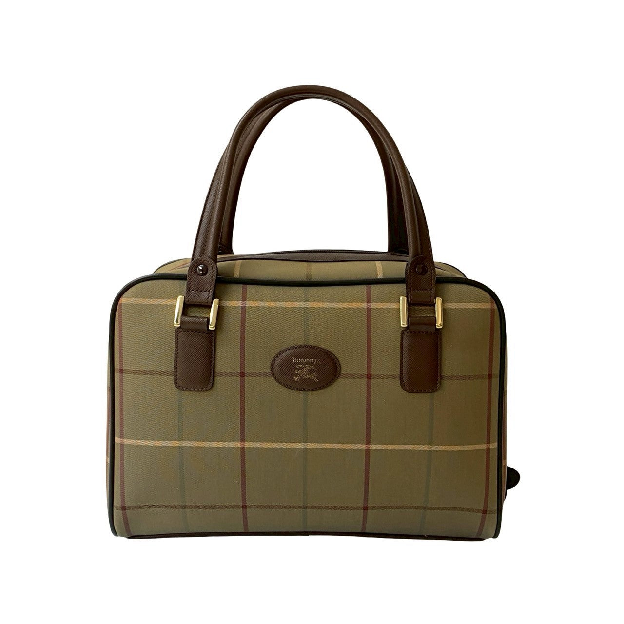 Burberrys Nova Check Shadow Horse Canvas Cuero Bolso