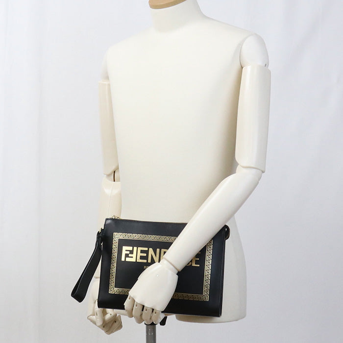Fendi Bolso clutch Fendace Cuero Negro Mens