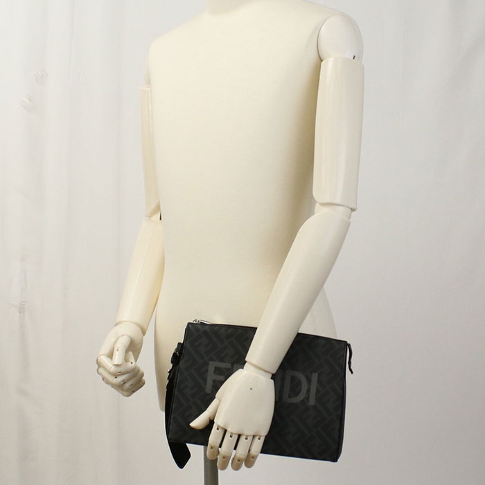 Fendi AJJ4 Bolso clutch PVC Negro Mens