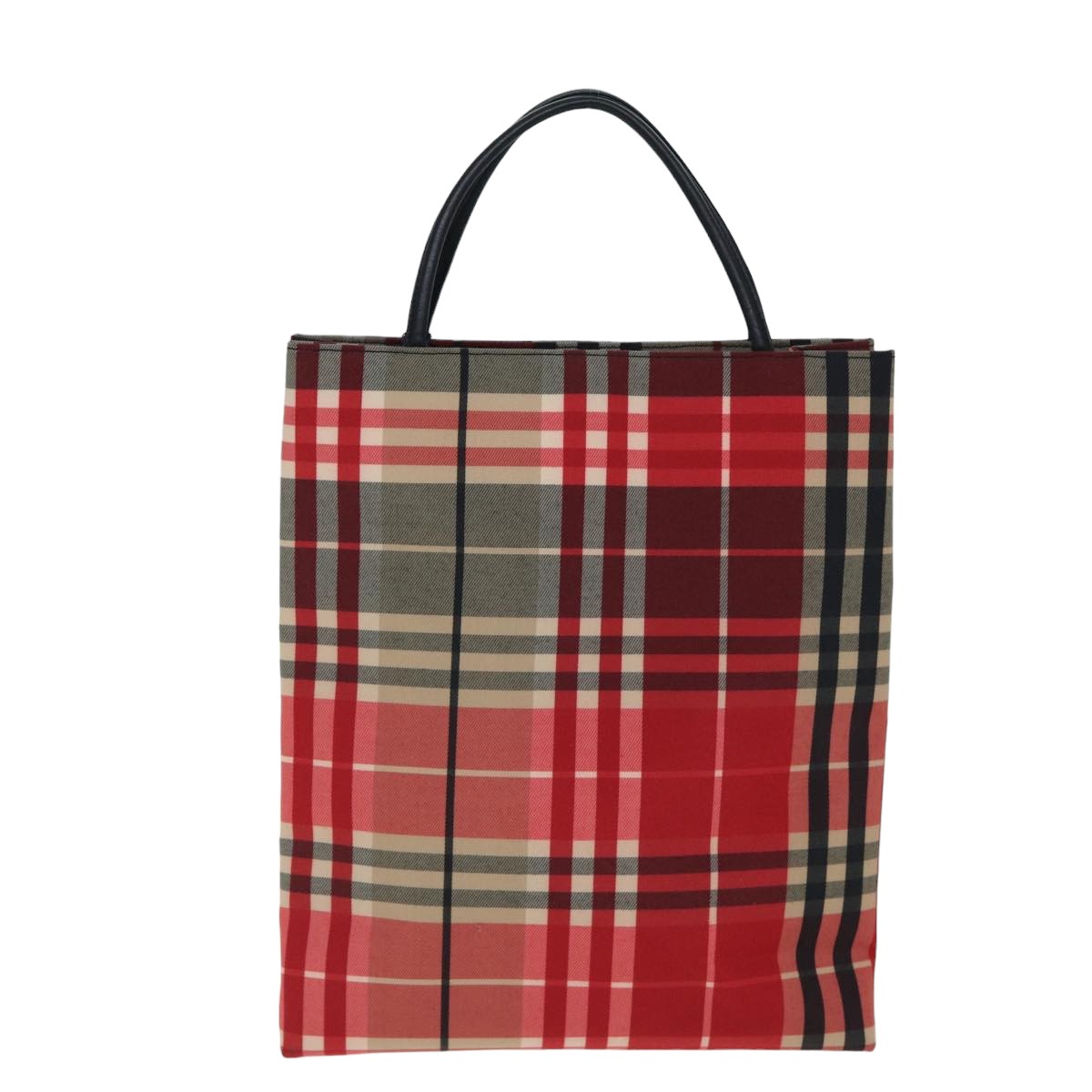 Burberry Nova Check Hand Bag Canvas Rojo Auth yk13550